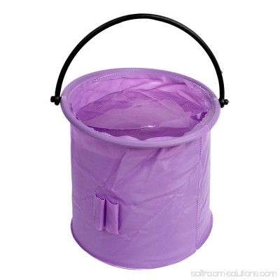 Unique Bargains 7.3 x 6.3 Cylinder Shape Portable Folding Water Bucket Camping Outdoor Fishing Purple